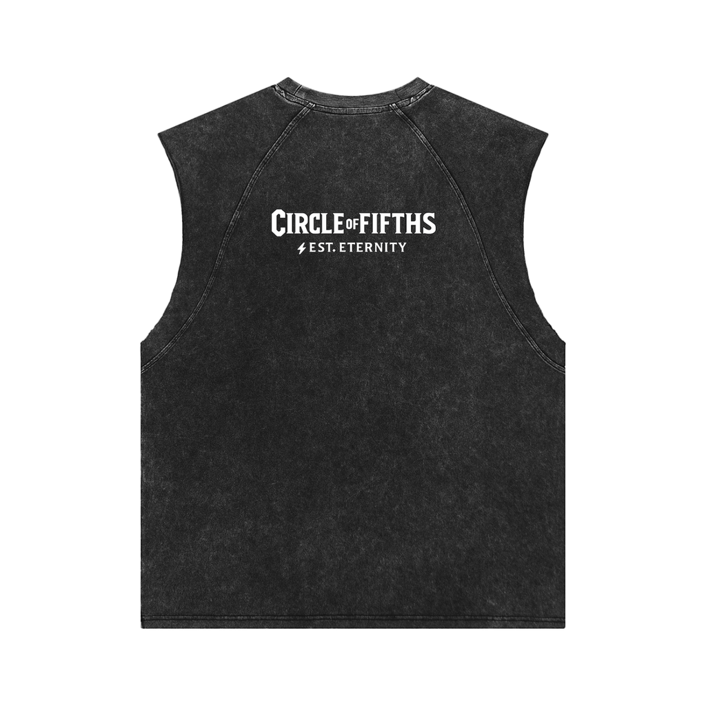 Black sleeveless shirt with 'Circle of Fifths' logo on a white background